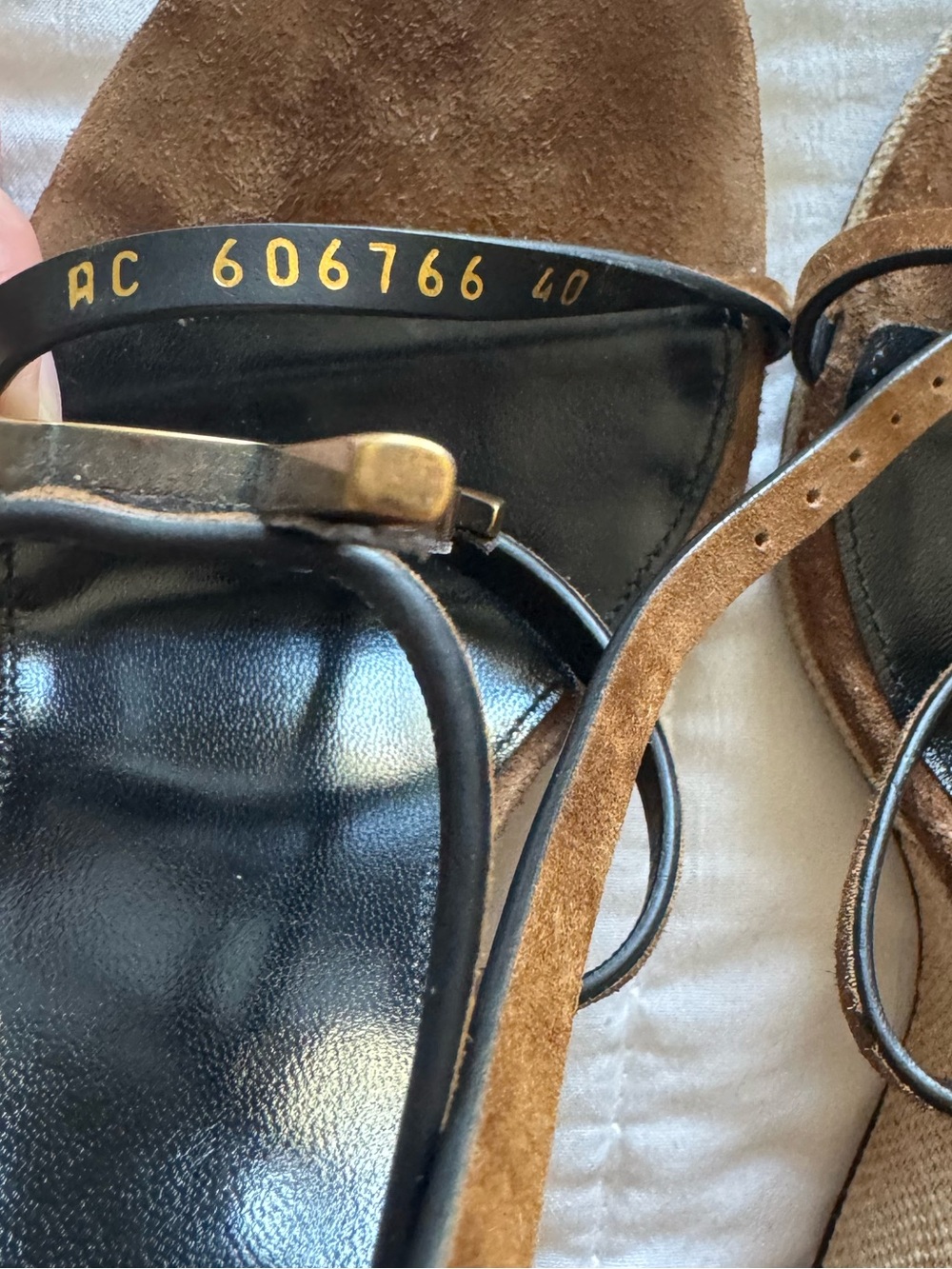 Saint Laurent YSL Cassandra Brown Suede Strappy Sandals - Picture 9 of 10